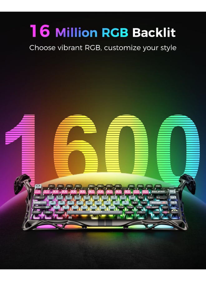 جرافا ستار Mercury V75 Pro 75% Wired Mechanical Gaming Keyboard, Hall-Effect Magnetic Gateron Jade Switches, Hot-Swappable, 8000Hz Polling, Adjustable Trigger Depth, Dual-Zone RGB Lighting, Semi-Aluminum Frame | Cyberpunk Edition - Image 5