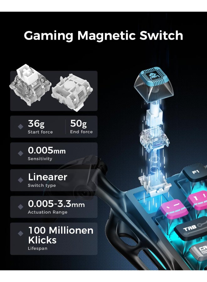 جرافا ستار Mercury V75 Pro 75% Wired Mechanical Gaming Keyboard, Hall-Effect Magnetic Gateron Jade Switches, Hot-Swappable, 8000Hz Polling, Adjustable Trigger Depth, Dual-Zone RGB Lighting, Semi-Aluminum Frame | Cyberpunk Edition - Image 3