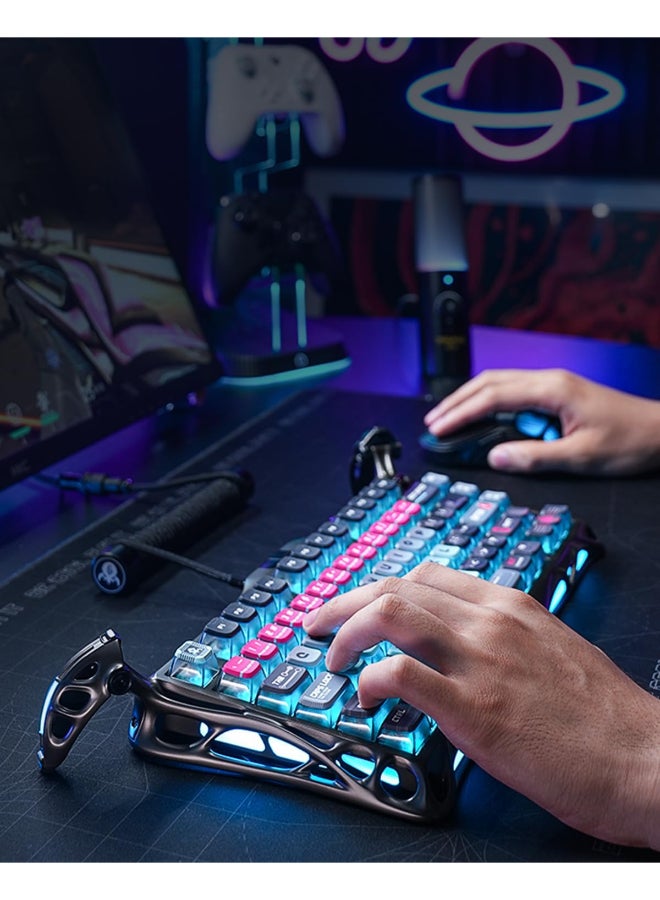 جرافا ستار Mercury V75 Pro 75% Wired Mechanical Gaming Keyboard, Hall-Effect Magnetic Gateron Jade Switches, Hot-Swappable, 8000Hz Polling, Adjustable Trigger Depth, Dual-Zone RGB Lighting, Semi-Aluminum Frame | Cyberpunk Edition - Image 2