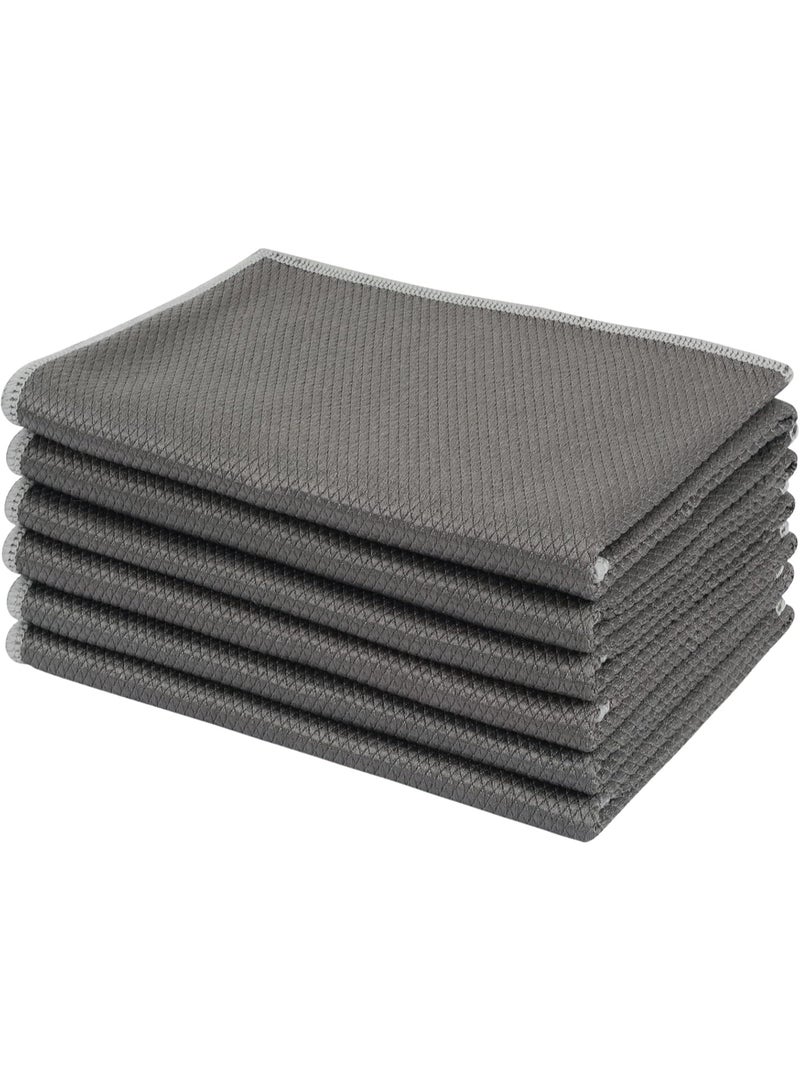 Sinland SINLAND Microfiber Glass Cleaning Cloth Streak Free, 6PK, Lint Free Cleaning Cloths for Window, Car Windows, Mirrors, and Stainless Steel, Glass and Window Cleaner 16x16 Inch Grey - Image 1