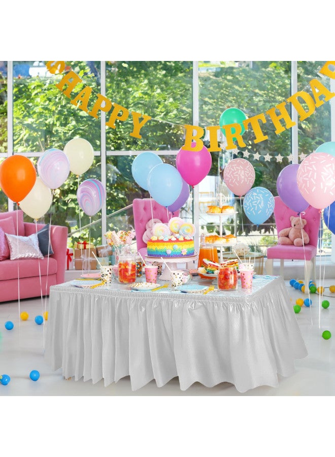 DecorRack Table Skirt, 29 in x 14 ft -BPA Free- Plastic Tableskirt, Disposable, Reusable, Rectangular Tablecloth Skirt, White (1 Pack) - Image 3