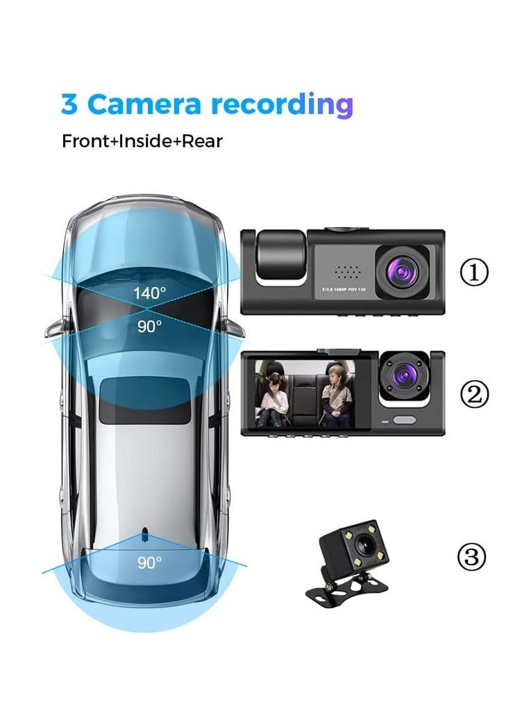 AROAQ driving Camera With Three Recordings And Three Lenses 1080P HD Car Interior And Exterior Car Monitoring - Image 5