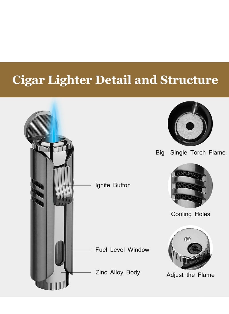 Generic - PIPITA Torch Lighter Windproof Butane Jet Lighter,  Single Flame Refillbale Fuel Lighter (Butane Not Included), with Gift Package Box - Image 1