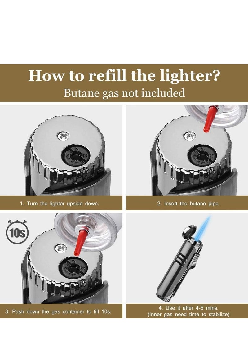 Generic - PIPITA Torch Lighter Windproof Butane Jet Lighter,  Single Flame Refillbale Fuel Lighter (Butane Not Included), with Gift Package Box - Image 1