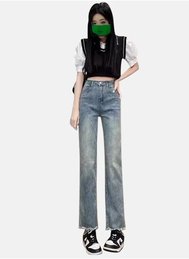 YUNIQEE Blue Straight Fit High-Rise Light Fade Denim Jeans