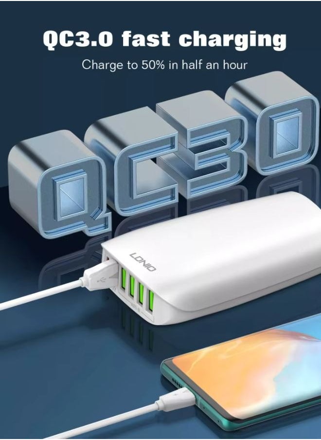 LDNIO 65W 6-Port USB Charging Station – Desktop Fast Charger Hub with USB-C PD 65W + USB-A QC3.0 + 4 Smart Auto-ID Ports, Multi-Device Fast Charging for Laptop, iPhone, Samsung, iPad, Tablets and More – 1.5M Power Cord, Overload Protection  - Image 5