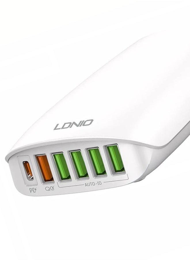 65W Charger 6 USB Ports Desktop Charging Station Multi function Chargers PD QC3.0 Super fast charger with 1.5m power cord White - pzsku/Z320728C9C642F82565FEZ/45/_/1738578191/77ab1bcb-eb59-48d0-a449-6dc91a2c741b