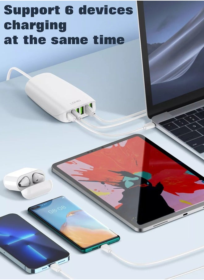 65W Charger 6 USB Ports Desktop Charging Station Multi function Chargers PD QC3.0 Super fast charger with 1.5m power cord White - pzsku/Z320728C9C642F82565FEZ/45/_/1738578192/ec249850-7460-45b8-a8b1-9e08674f7a9b