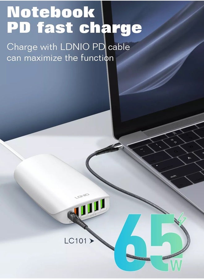 65W Charger 6 USB Ports Desktop Charging Station Multi function Chargers PD QC3.0 Super fast charger with 1.5m power cord White - pzsku/Z320728C9C642F82565FEZ/45/_/1738578193/9a04cb2b-0617-4813-94ec-f1e17ecb7b8f