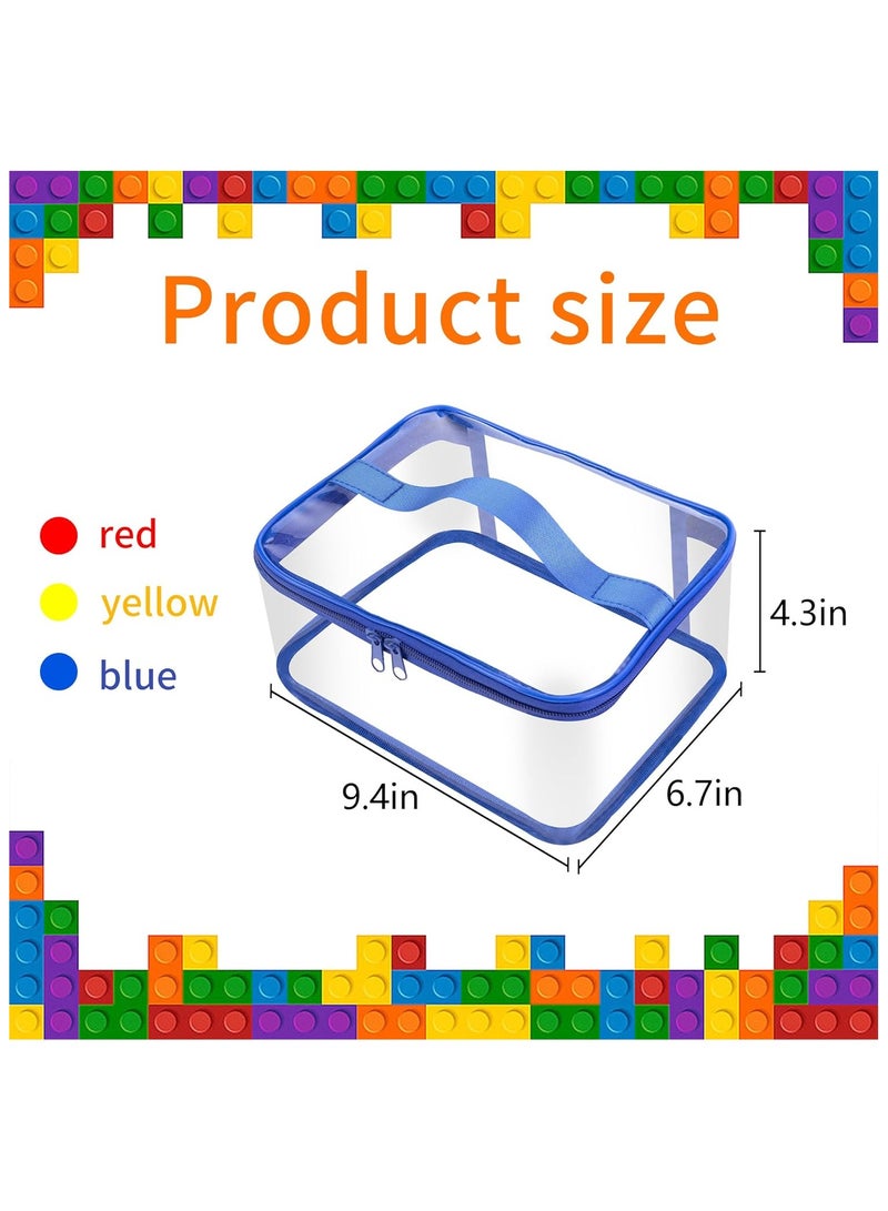 Soofam 6 Packs Clear Toy Storage Bags- 9.4 x 6.7 x 4.3 Inch Transparent PVC Toy Organizing Bags with Zipper- Waterproof Toy Storage Organizer Pouch for Building Blocks, Small Toys (Red, Blue, Yellow)  - Image 2