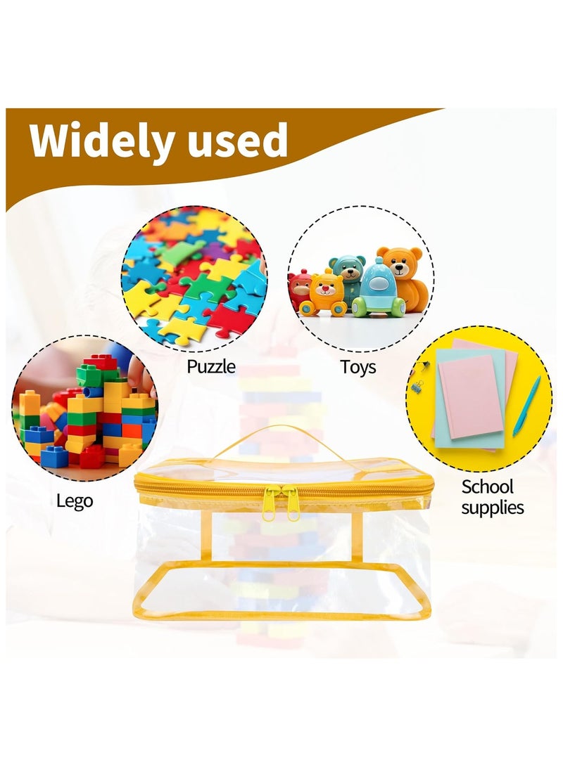 Soofam 6 Packs Clear Toy Storage Bags- 9.4 x 6.7 x 4.3 Inch Transparent PVC Toy Organizing Bags with Zipper- Waterproof Toy Storage Organizer Pouch for Building Blocks, Small Toys (Red, Blue, Yellow)  - Image 4