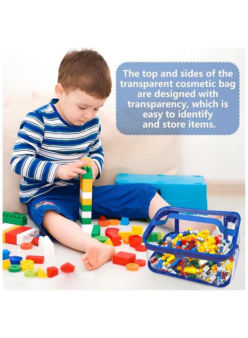Soofam 6 Packs Clear Toy Storage Bags- 9.4 x 6.7 x 4.3 Inch Transparent PVC Toy Organizing Bags with Zipper- Waterproof Toy Storage Organizer Pouch for Building Blocks, Small Toys (Red, Blue, Yellow)  - Image 5