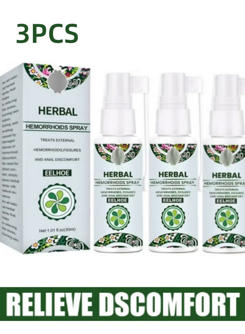 EELHOE Natural Hemorrhoid Relief Spray (3PCS) – 100% Herbal Formula for Fast Soothing & Healing of Internal and External Hemorrhoids - Image 1