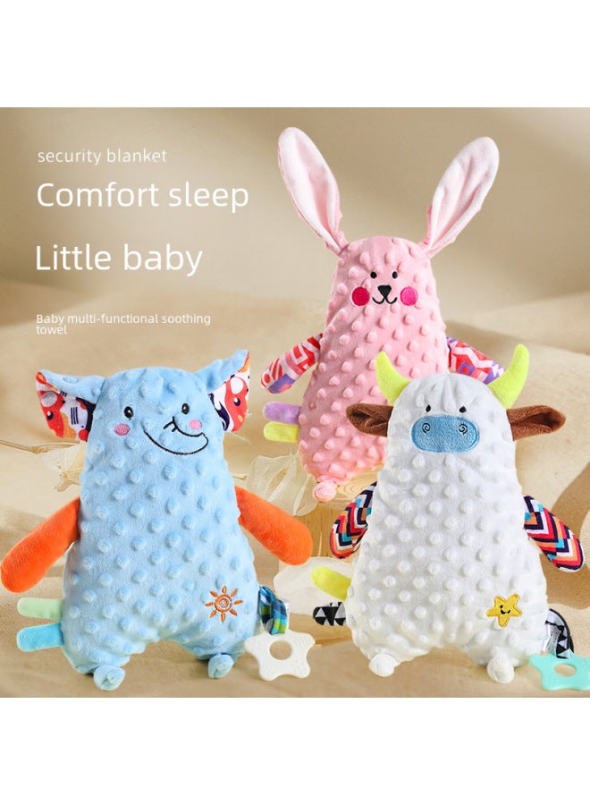 Baby Animal 3D Figurine Plush Doll With Silicone Teeth Glue Bell Paper Towel Baby Square Towel-Color:Blan Qiaoqiao Elephant Soothing Sleeping Doll (bag) 77g Volume Weight 275g  - Image 3