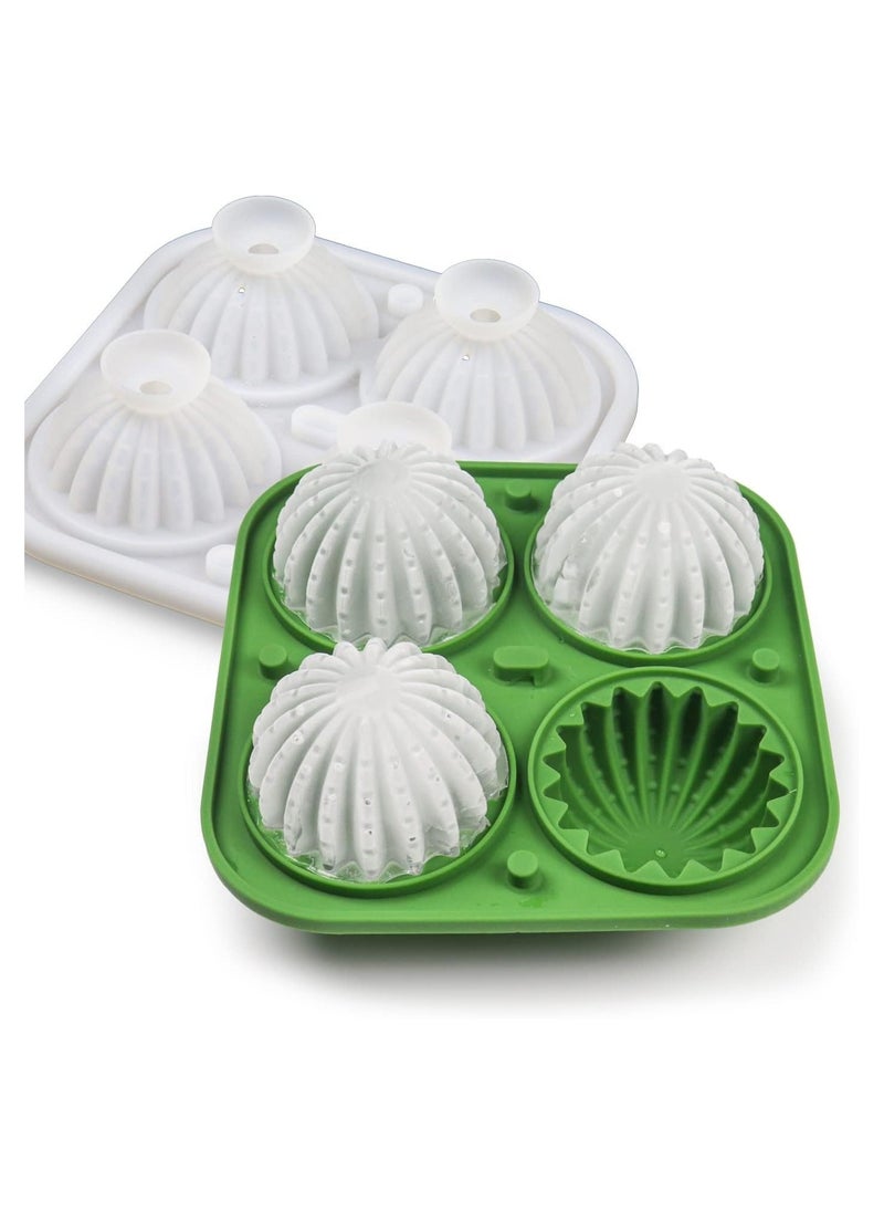 Ice Cube Tray, Makes Beautiful Cactus Shape Round Ice Balls, This Silicone Ice Tray Has Built In Funnels, Easy to Fill and Release Ice Mold, Bpa Free Ice Maker Tray, Ice Trays for Freezer