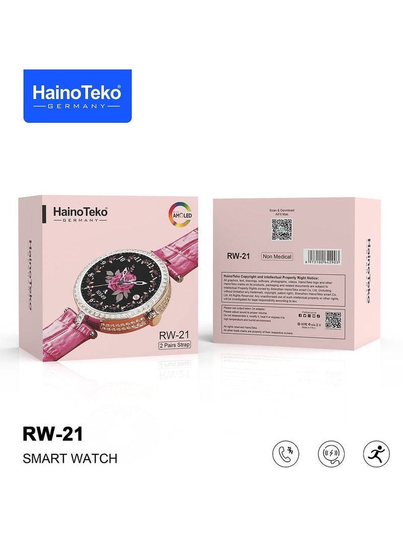 Haino Teko Germany Stylish Smart Watch RW-21 for Girls and Women with Bluetooth Call, Heart Rate and Many More - Image 2