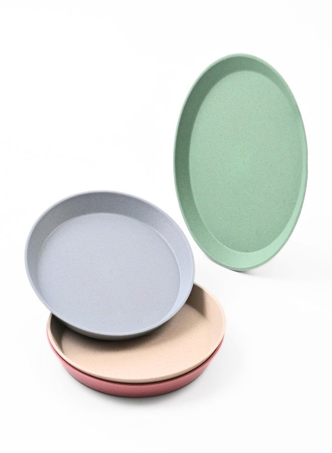Eha Earth Friendly Round Plates for Kids | 8 inch | Breakfast Plates | Unbreakable Dinner Plates Set | Made with Rice Husk | Microwave Safe Plates | Plate Set of 4 | Multicolor - Image 1