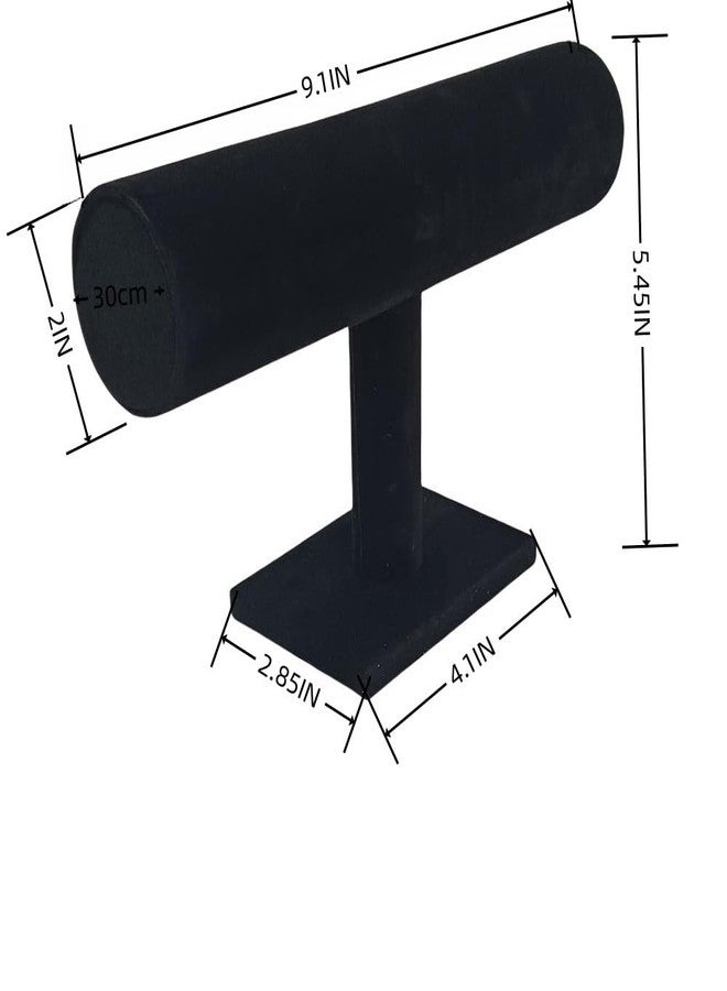 SCIKHEFT Velvet Bracelet Holder Display Stand - Premium Velvet Jewelry Organizer T-Bar Design for Bracelets, Watches, Vendors, and Retail Stores (Black) - Image 4