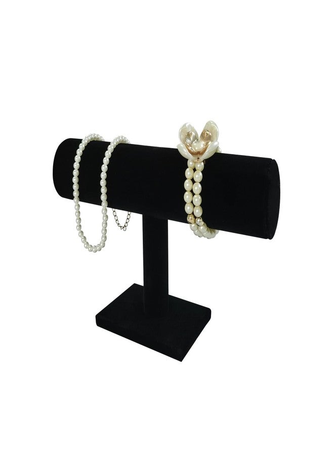 SCIKHEFT Velvet Bracelet Holder Display Stand - Premium Velvet Jewelry Organizer T-Bar Design for Bracelets, Watches, Vendors, and Retail Stores (Black) - Image 1