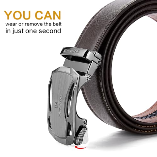 BOSTANTEN Mens Belt Leather Ratchet Belt For Men Dress and Casual with Adjustable Buckle, Trim to Fit - Image 3