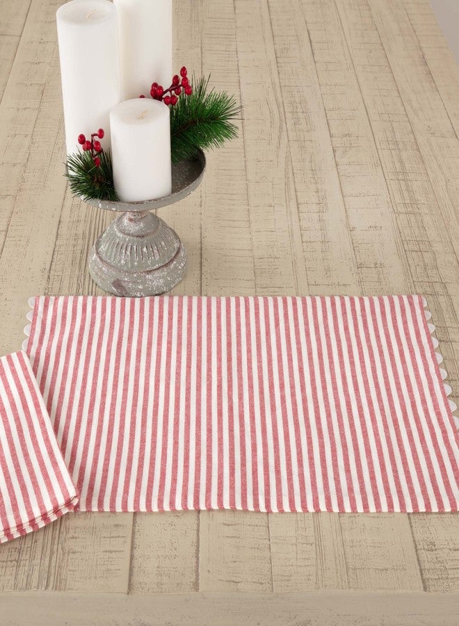 Piper Classics Farmhouse Ticking Stripe Red Placemat, Set of 4, 12x18 - Image 3