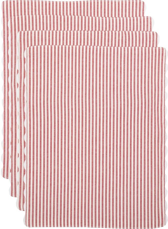 Piper Classics Farmhouse Ticking Stripe Red Placemat, Set of 4, 12x18 - Image 5