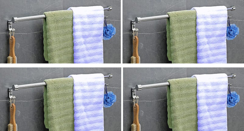 Handy Stainless steel bathroom accessories towel rod towel bar, towel holder, towel stand, towel bar with cloths Hook (Size-18 Inch/Set of -4) - Image 1