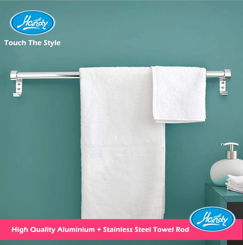 Handy Stainless steel bathroom accessories towel rod towel bar, towel holder, towel stand, towel bar with cloths Hook (Size-18 Inch/Set of -4) - Image 4