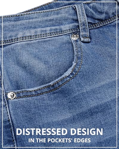 GRAPENT Womens Jeans Size 12 Womens Plus Size Jeans for Women Stretch High Waisted Flare Ripped Stretchy 70s Outfits for Women Wide Leg Pants 14 Bay Blue - Image 5