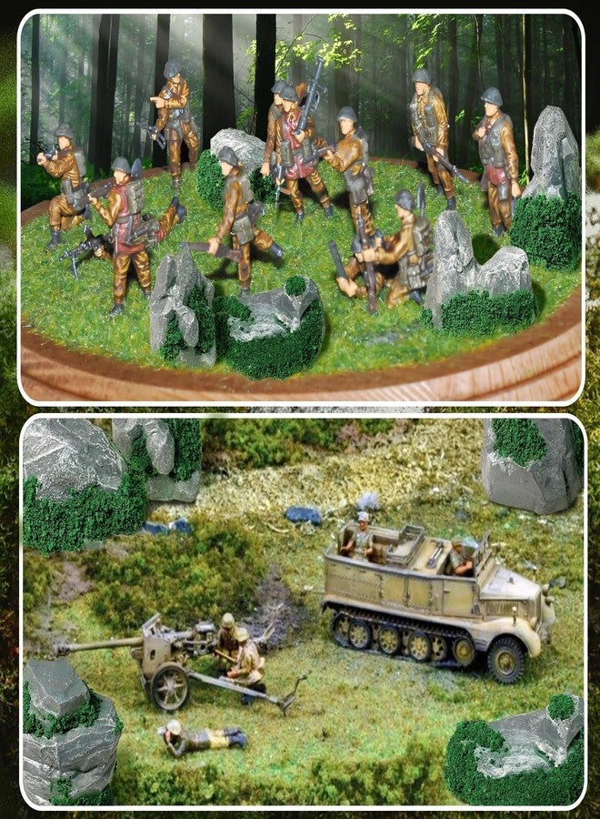 وورم تري مجموعة صخور ديوراما وورمتري، 10 قطع، تماثيل حجرية مصغرة مزيفة، مناسبة لمستلزمات الديوراما، ومناظر القطارات المصغرة، وطاولات رمل السكك الحديدية، وإكسسوارات الحدائق اليابانية (أخضر) - Image 5