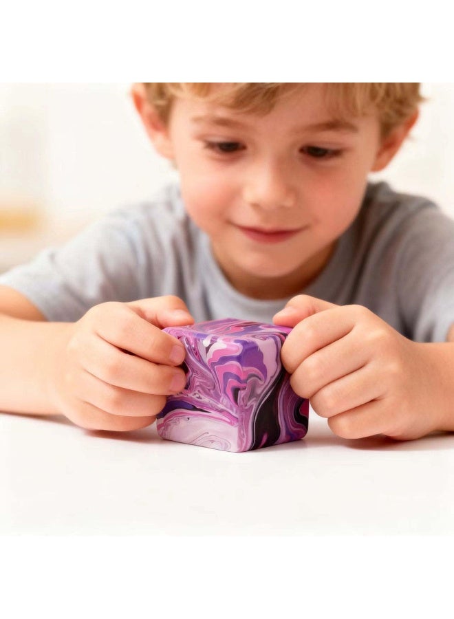 Joyzeno Fidget Toys Squishy Stress Cube, Stress Balls for Kids Adults Squishies Stress Relief, Blend Colored Ice Squishy Cube Sugar Balls, High Density Squeeze Balls for Students Calming (Purple) - Image 5
