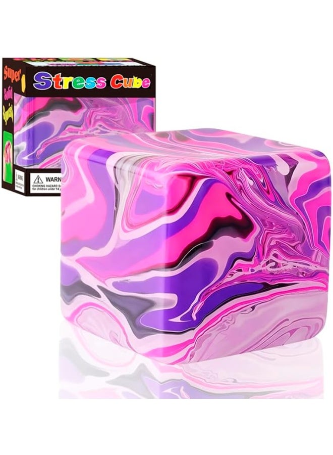 Joyzeno Fidget Toys Squishy Stress Cube, Stress Balls for Kids Adults Squishies Stress Relief, Blend Colored Ice Squishy Cube Sugar Balls, High Density Squeeze Balls for Students Calming (Purple) - Image 1