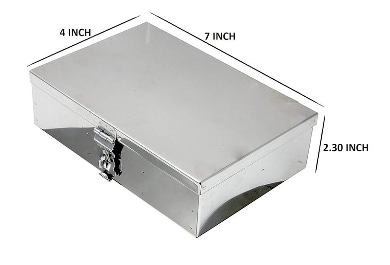 GvanyS ™ Stainless Steel Storage Boxes, Cash Peti, Pooja Peti,Organizer, Vanity Box,Safe Locker Box -7 Inch Storage Box (Steel) (7 Inch) - Image 2