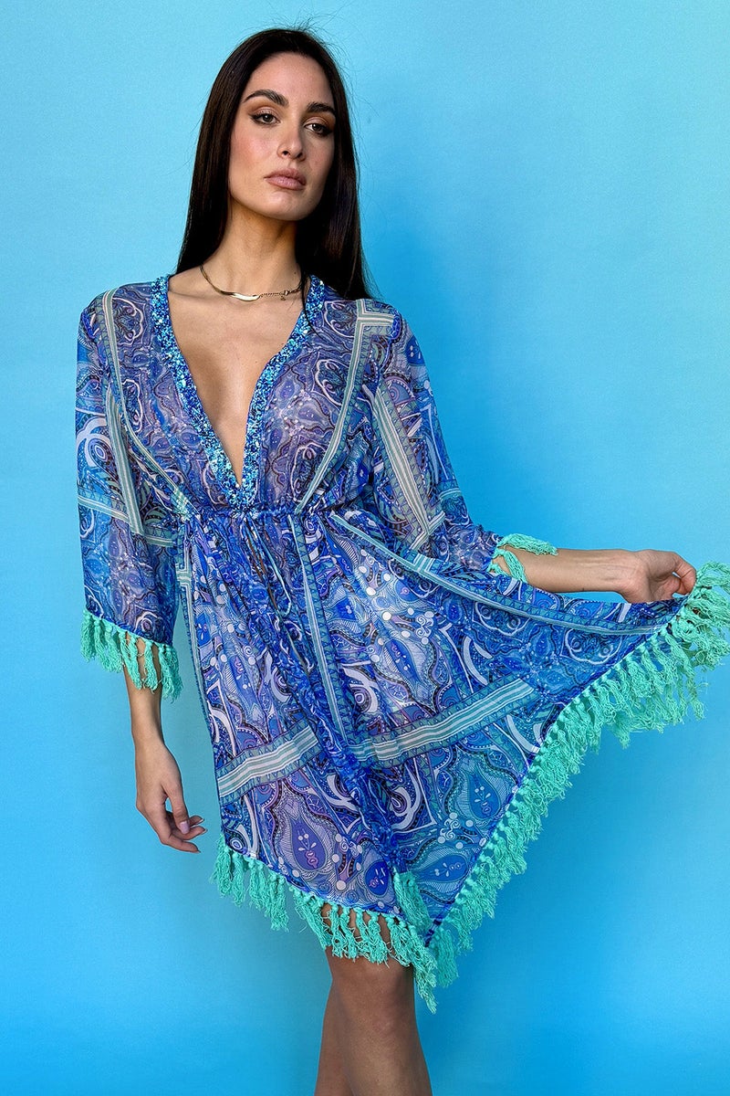 Antica Sartoria Poncho with Tassel Tie - Image 1