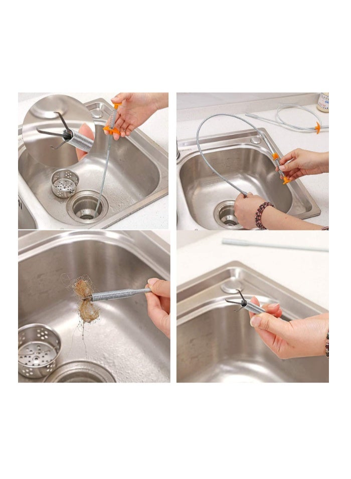 Sink Drain Cleaner Flexible Clog Removal Tool Stainless Steel for Kitchen Sink & Bathroom Drain Pipes - Image 3