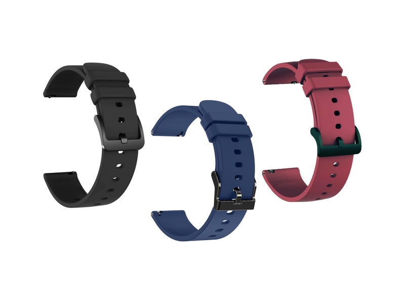 IIK COLLECTION 22mm Metal Strap and Silicone Strap for Smart Watches| combo pack of strap Compatible with Noise, Boat Xtend, Pebble, Boat, Boat Flash, Noise Color fit,Ultra Smart Watch & All Watches - Image 1