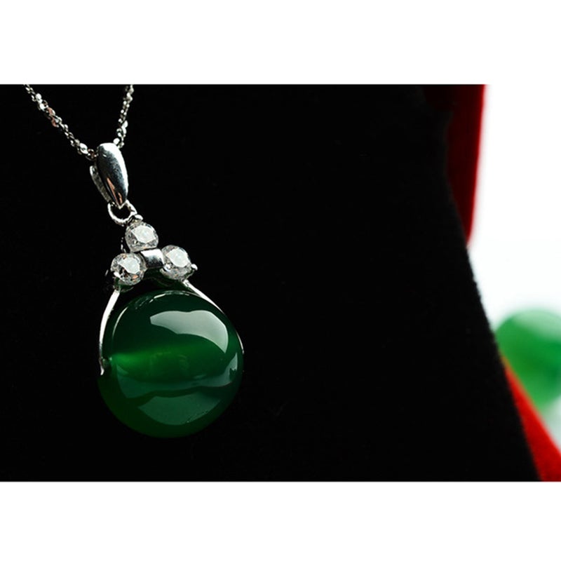 12mm Agate Bead Pendant Charms Chalcedony Jewelry Bead Pendant for Woman Girl (Green, Pendant and Chain Style) - Image 4