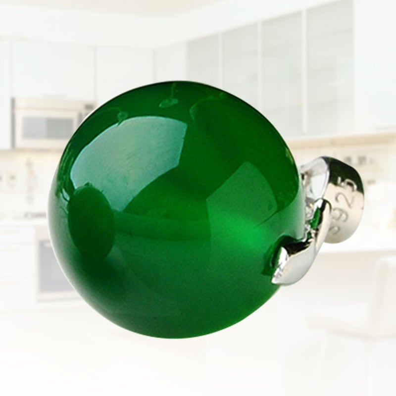 12mm Agate Bead Pendant Charms Chalcedony Jewelry Bead Pendant for Woman Girl (Green, Pendant and Chain Style) - Image 1