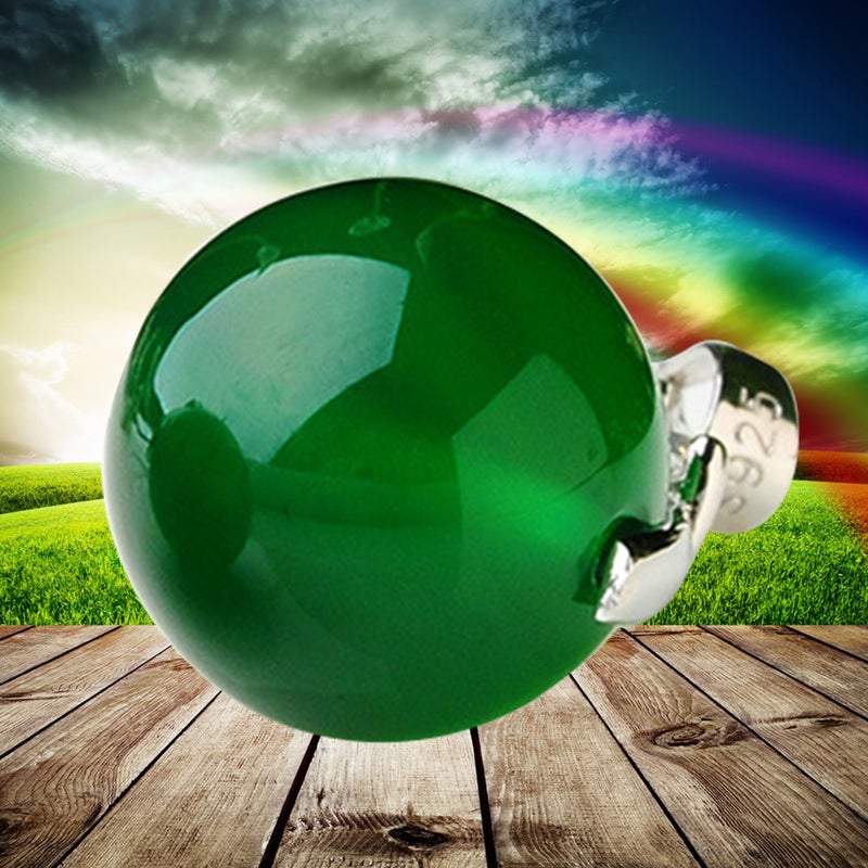 12mm Agate Bead Pendant Charms Chalcedony Jewelry Bead Pendant for Woman Girl (Green, Pendant and Chain Style) - Image 3