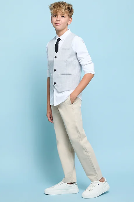 أر أند بي Solid Straight Fit Pants with Drawstring Waist