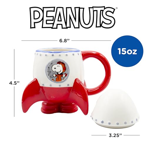 ICUP Snoopy Rocketship 16 oz Molded Ceramic Mug with Top - Image 2