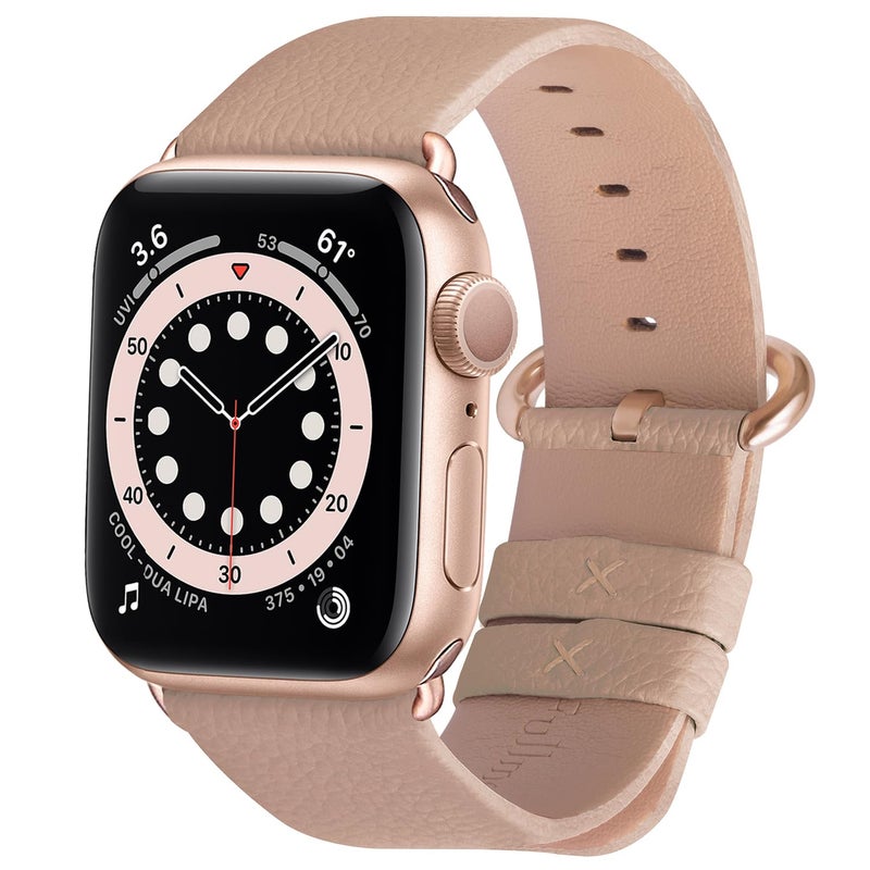 Fullmosa Leather Bands Compatible with Apple Watch Band 42mm 41mm 40mm 38mm for Women Men, Top Grain Genuine Leather Strap for iWatch Series 11/10/9/8/7/6/5/4/3/2/1,SE3/2/1, Beige/Rose Gold - Image 1