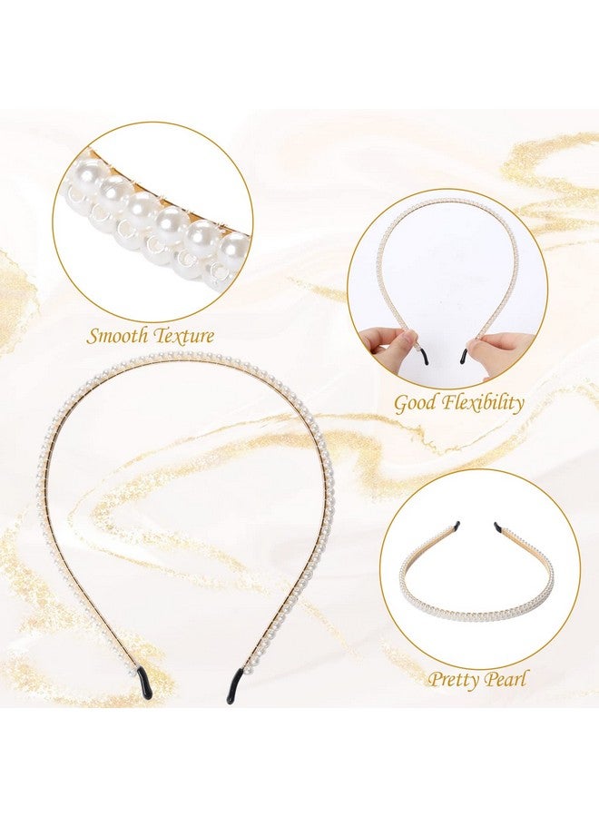 Sliverdew Pearl Headbands For Women 5 Pack White Artificial Pearl Rhinestones Hairbandsfaux Pearl Hairbands Bridal Hair Hoop Wedding Hair Accessories Fashion Hair Accessories For Girls - Image 4