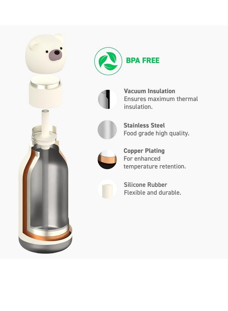 asobu زجاجة أسوبو بير بيستي 16 أونصة – زجاجة مياه للأطفال من الفولاذ المقاوم للصدأ، تصميم دب لطيف، مانعة للتسرب، سهلة الحمل، مثالية للمدرسة والسفر والاستخدام اليومي - Image 3