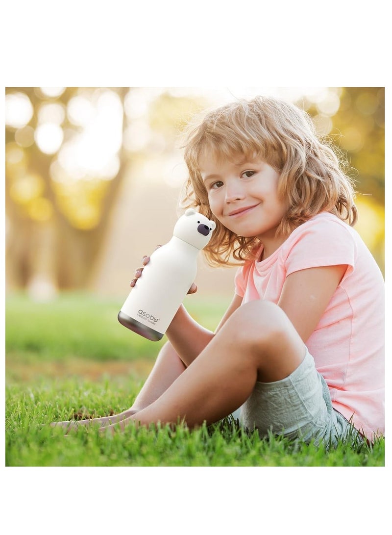 asobu زجاجة أسوبو بير بيستي 16 أونصة – زجاجة مياه للأطفال من الفولاذ المقاوم للصدأ، تصميم دب لطيف، مانعة للتسرب، سهلة الحمل، مثالية للمدرسة والسفر والاستخدام اليومي - Image 5