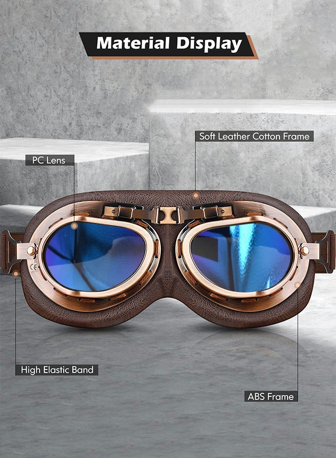 GROIC نظارات ركوب الدراجات النارية في الهواء الطلق، نظارات شمسية للحماية من الأشعة فوق البنفسجية، نظارات ركوب ملونة عتيقة، نظارات ركوب على الطرق الوعرة، معدات ركوب - Image 2