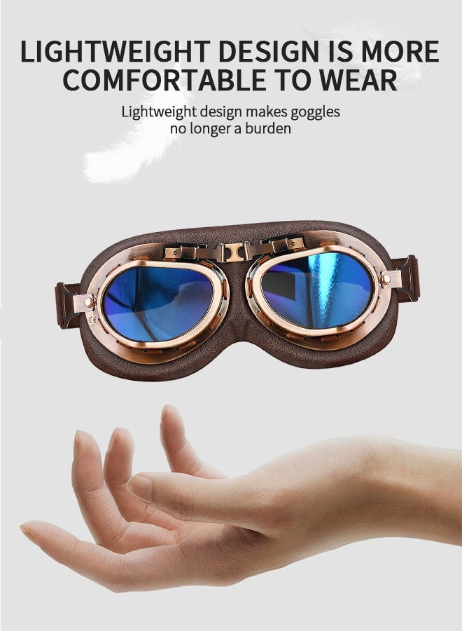 GROIC نظارات ركوب الدراجات النارية في الهواء الطلق، نظارات شمسية للحماية من الأشعة فوق البنفسجية، نظارات ركوب ملونة عتيقة، نظارات ركوب على الطرق الوعرة، معدات ركوب - Image 3