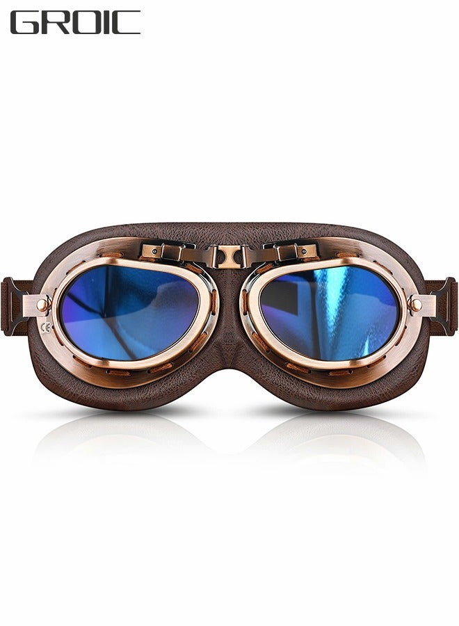 GROIC نظارات ركوب الدراجات النارية في الهواء الطلق، نظارات شمسية للحماية من الأشعة فوق البنفسجية، نظارات ركوب ملونة عتيقة، نظارات ركوب على الطرق الوعرة، معدات ركوب - Image 1