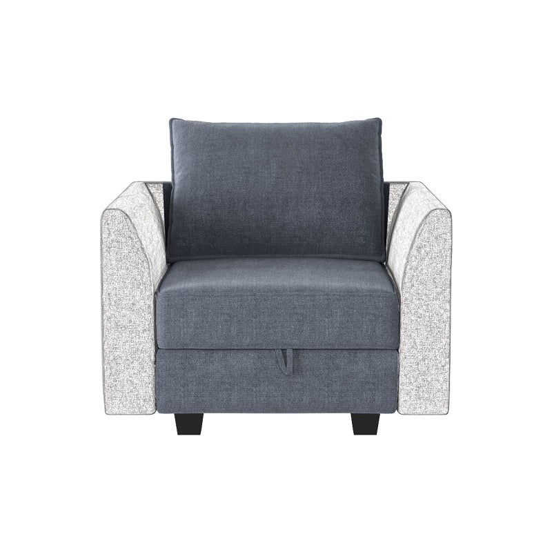 HONBAY Modern Fabric Middle Module for Modular Sofa Customizable Sectional Sofa Couch Accent Armless Chair Bluish Grey