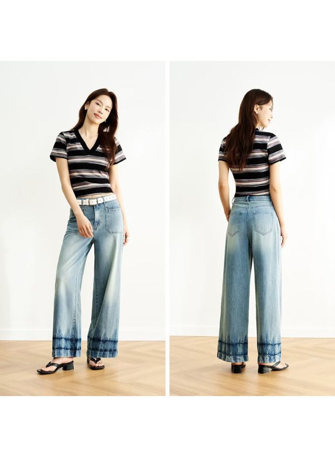 Semir Senrou Women's Summer Denim Jeans Moisture-wicking Cool Wide-leg Distressed Pants 103325124005a - Image 3